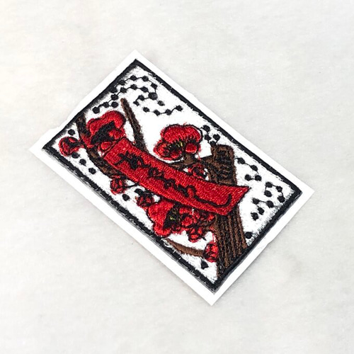 ☆刺繍シール／ステッカー☆花札 梅 赤短 あかよろし ワッペン