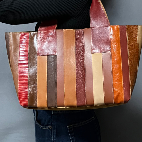 レザーパッチワークトートバッグ371 トートバッグ Re.M.P.W 通販