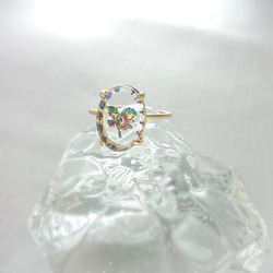 ヴィンテージガラスのsilver ring(虹色フラワー) 2枚目の画像