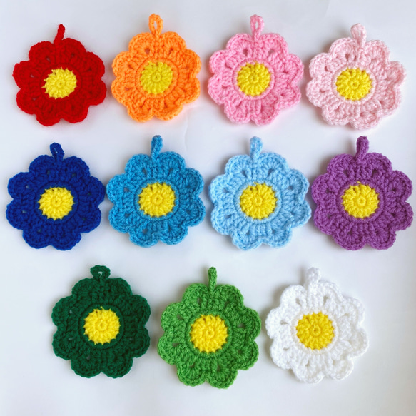 アクリルたわし エコたわし スクエア お花 花 四葉のクローバー アクリルたわし エコたわし 4個セット