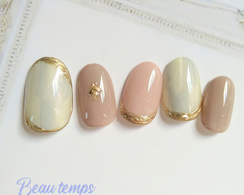 ニュアンスネイルピンクベージュ♡ネイルチップ140 ネイルチップ（つけ