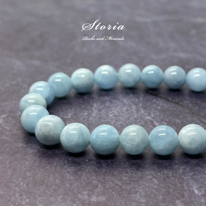 海の安らぎを得て幸福に 8ｍｍ アクアマリン（緑柱石）ブレスレット