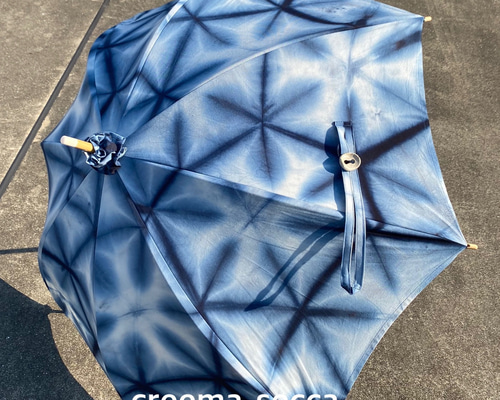 雪花絞り染めの日傘　藍染 雪花絞りの日傘 藍J 傘・日傘 secca 通販 4171876｜Creema(クリーマ)