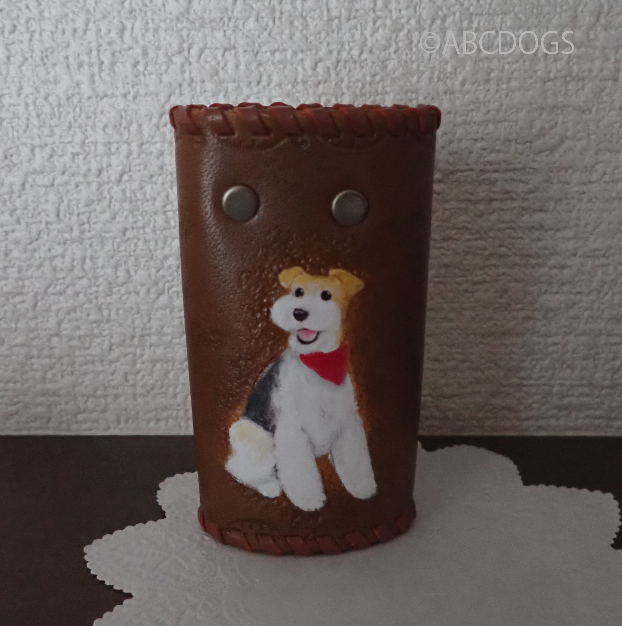 本革キーケース　ワイアーフォックステリア　ABCDOGS