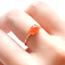 天然石 カーネリアン 6×8mmオーバル 爪留めリング 指輪 silver925
