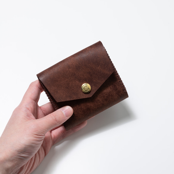 色鮮やかなプエブロレザー　二つ折り財布[ブラウン]/Half Wallet[BROWN]  雑貨　ギフト　レザー 1枚目の画像