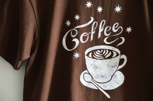 【選べる柄とサイズ】”Coffee Tシャツ" "TEA Tシャツ"　ダークブラウン　夏お揃いコーデに！！ 6枚目の画像