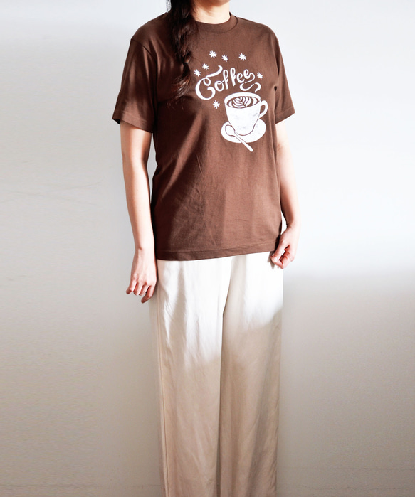 【選べる柄とサイズ】”Coffee Tシャツ" "TEA Tシャツ"　ダークブラウン　夏お揃いコーデに！！ 8枚目の画像