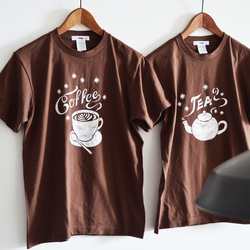 【選べる柄とサイズ】”Coffee Tシャツ" "TEA Tシャツ"　ダークブラウン　夏お揃いコーデに！！ 4枚目の画像
