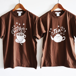 新作‼ ”Coffee Tシャツ" "TEA Tシャツ"　ダークブラウン　夏お揃いコーデに！！ 1枚目の画像