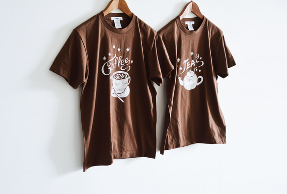 【選べる柄とサイズ】”Coffee Tシャツ" "TEA Tシャツ"　ダークブラウン　夏お揃いコーデに！！ 10枚目の画像