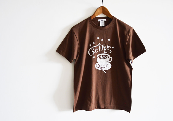 【選べる柄とサイズ】”Coffee Tシャツ" "TEA Tシャツ"　ダークブラウン　夏お揃いコーデに！！ 3枚目の画像