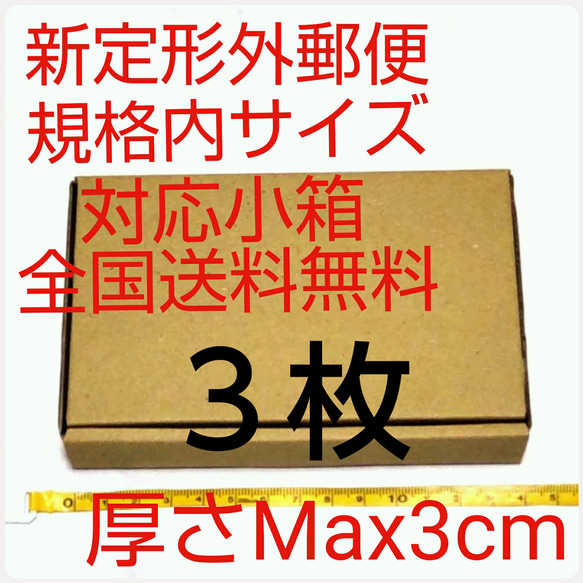 定形外郵便用小型ダンボール3枚：厚さMAX3cm定形外郵便規格内サイズ  