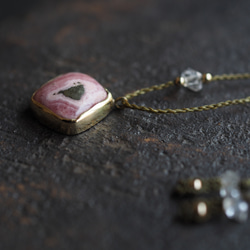 pyrite in rhodochrosite brass necklace (hanamushiro) 10枚目の画像