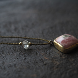 pyrite in rhodochrosite brass necklace (hanamushiro) 11枚目の画像