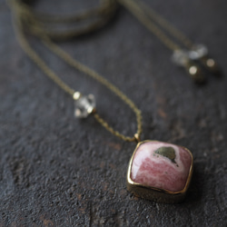 pyrite in rhodochrosite brass necklace (hanamushiro) 6枚目の画像