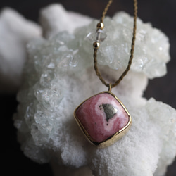 pyrite in rhodochrosite brass necklace (hanamushiro) 5枚目の画像