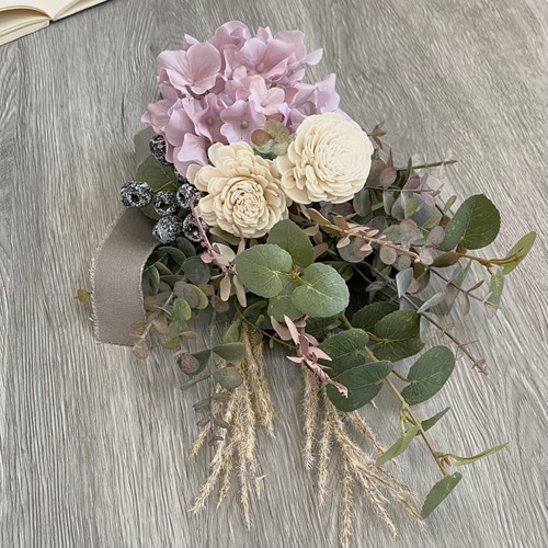 紫陽花のアンティーク風スワッグ（ライラック）＊＊アーティフィシャル  