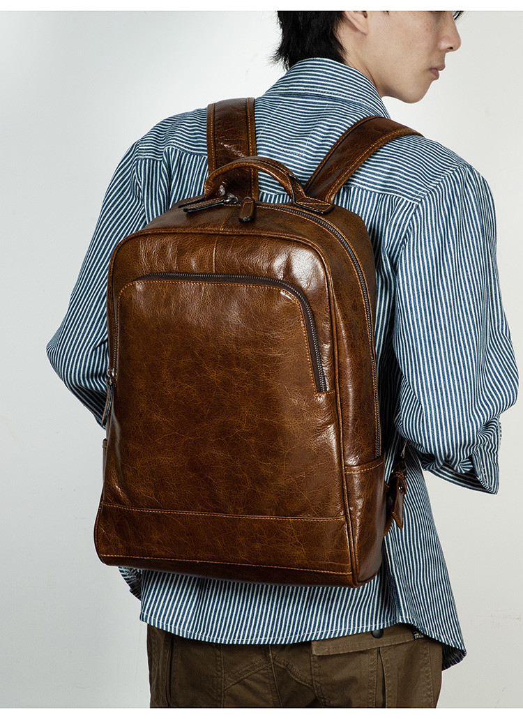 大容量オイルワックス革リュック 植物タンニン鞣し本革バックパック 送料無料