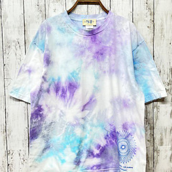 タイダイ染め　ビッグシルエット Tシャツ　Mサイズ　ムラ染め 曼荼羅プリント　 Hippies Dye HD16-54 1枚目の画像