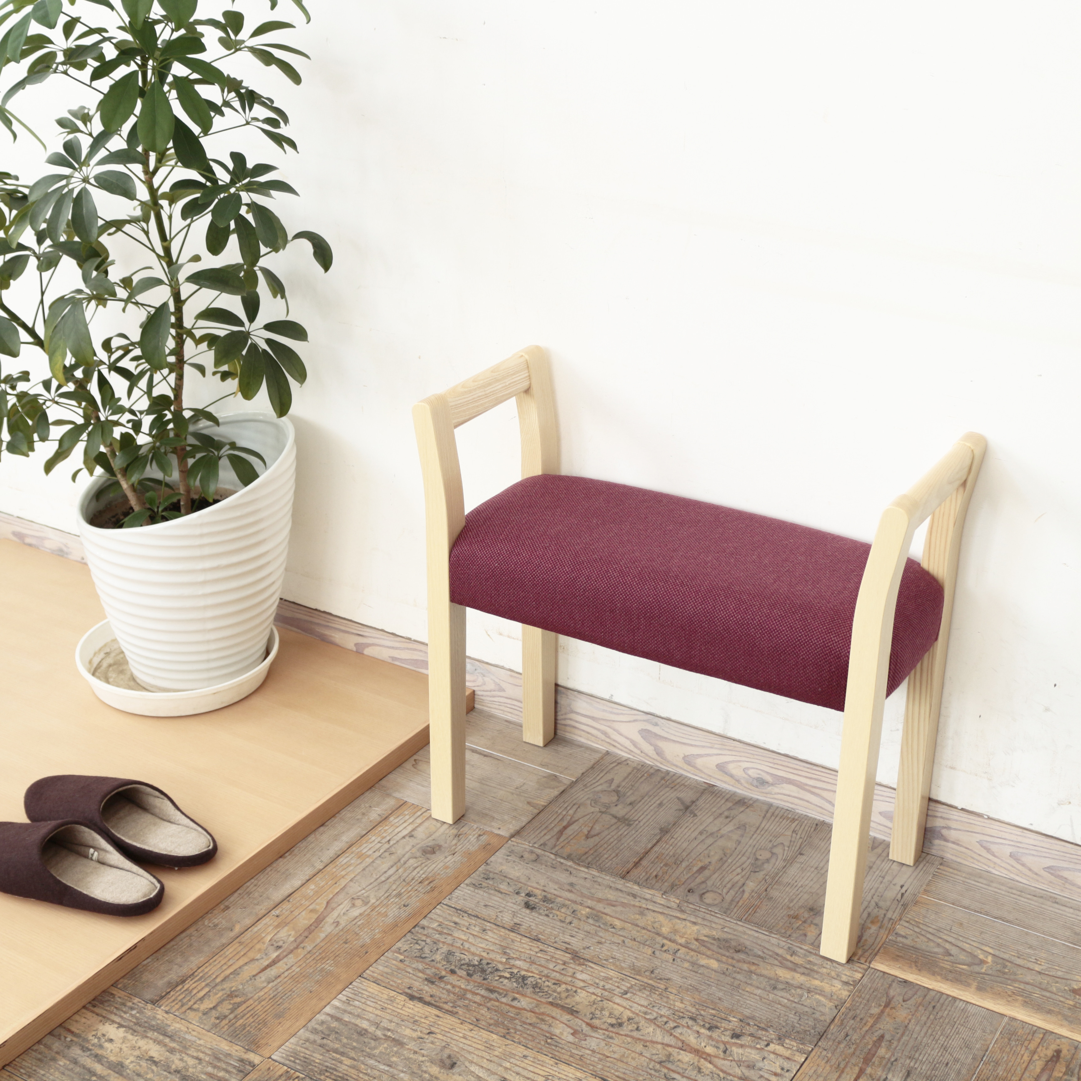 玄関スツール ダブルアーム（NA×ピンクパープル NC.132）