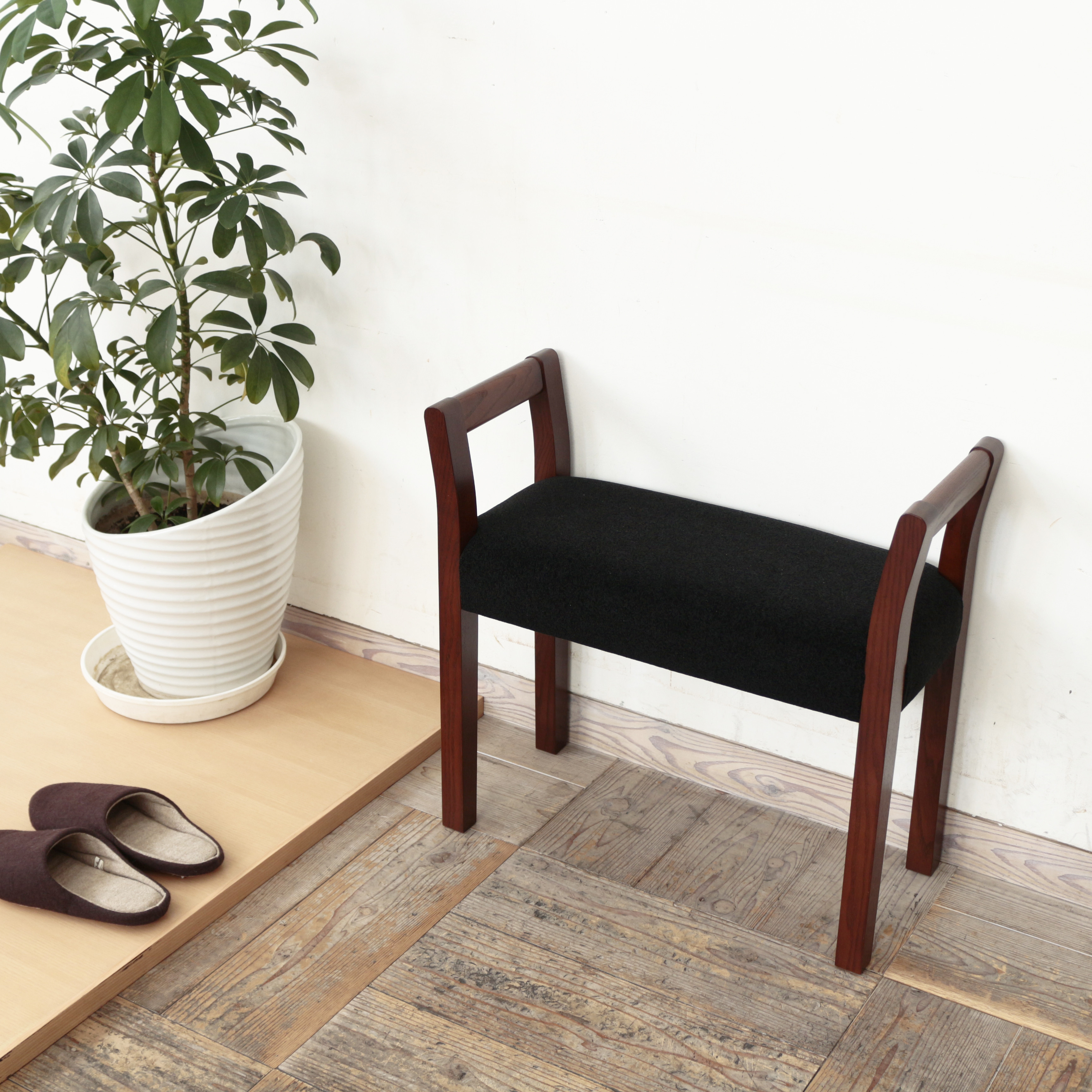 玄関スツール ダブルアーム（BK×ブラック ME-06）