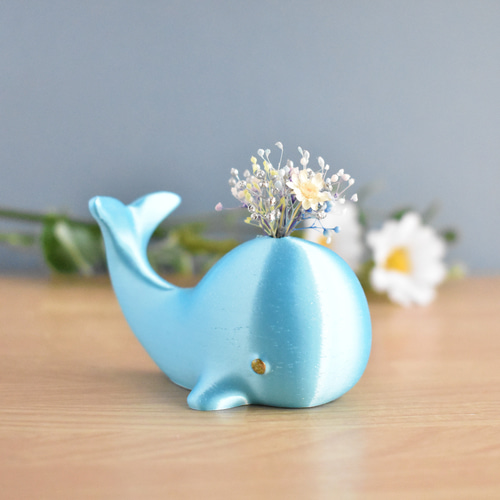 空色クジラさんの置物 一輪挿し・花瓶・花器 3mii 通販 13990561