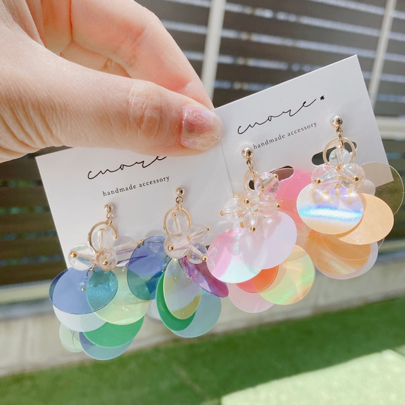 再販×5】大ぶりスパンコールピアス ピアス（その他） cuore* 通販 