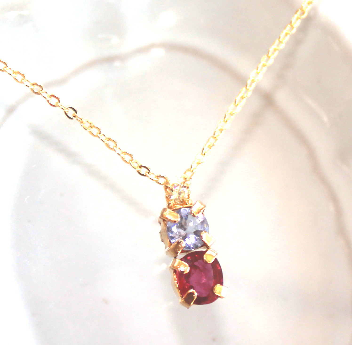 - classic - k18gp Ruby & Diamond & Tanzanite Necklace