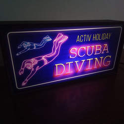 スキューバダイビング ダイバー ダイビングショップ 海 潜水 マリンスポーツ サイン 看板 置物 雑貨 LEDライトBO 3枚目の画像