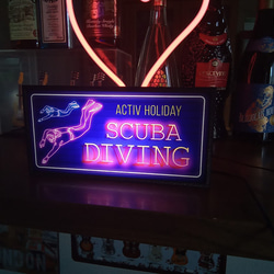 スキューバダイビング ダイバー ダイビングショップ 海 潜水 マリンスポーツ サイン 看板 置物 雑貨 LEDライトBO 6枚目の画像