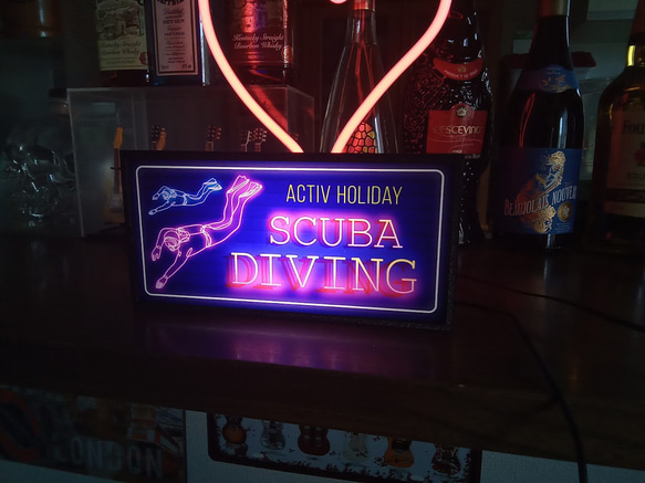 スキューバダイビング ダイバー ダイビングショップ 海 潜水 マリンスポーツ サイン 看板 置物 雑貨 LEDライトBO 6枚目の画像