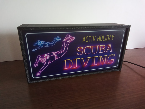 スキューバダイビング ダイバー ダイビングショップ 海 潜水 マリンスポーツ サイン 看板 置物 雑貨 LEDライトBO 4枚目の画像