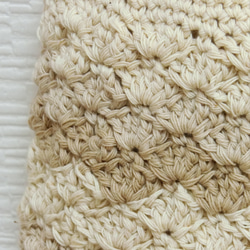 生成りコットン手編みショルダーバッグ　濃色　松編み 8枚目の画像