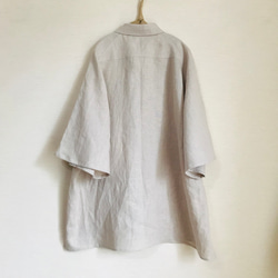ハリのあるフレンチリネンの半袖メンズシャツ(ベージュ)2着限定販売！ 5枚目の画像