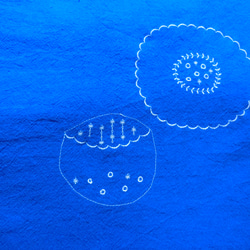 北欧お花サークル刺繍 ゆったりワンピース 　blue 8枚目の画像