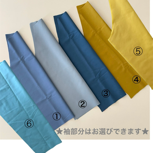 ラスト】♡袖色選べる 90-110cm キッズスモック ペンギン柄