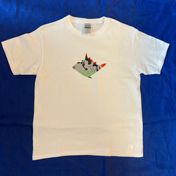キヘリモンガラ幼魚Tシャツ　レディース　白地 1枚目の画像