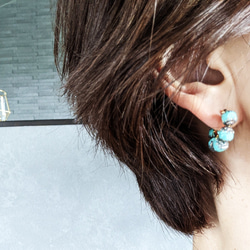 古董綠松石藍色綠松石圈形耳環或耳環（14kgf/SV925 可用） 第5張的照片
