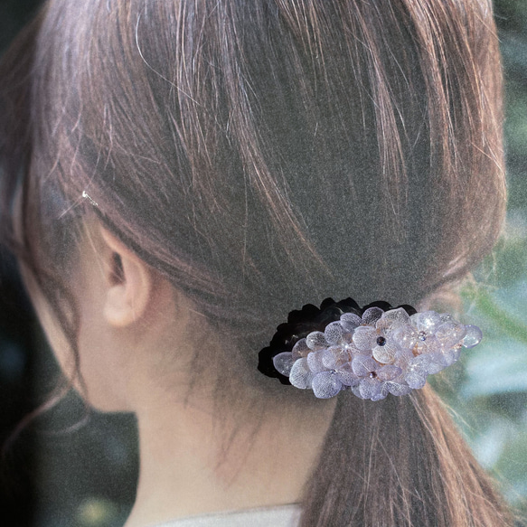 紫陽花が満開＊バレッタ／ヘアクリップ（ラベンダーパープル） 11枚目の画像