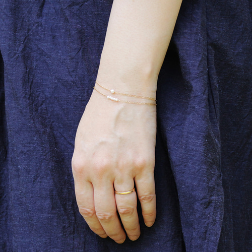 14KGF ペリドットと淡水パールのブレスレット 14kgf ペリドット＆パールのブレスレット | BOTTEGA IOLITE