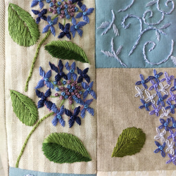 ＊＊ハンドメイド＊＊手刺繍＊＊肩かけトートバッグ　＊＊紫陽花＊＊ 涼やか上品 5枚目の画像