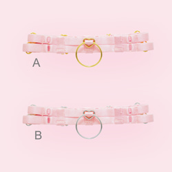 ハート　バックル　ハーネス　チョーカー　ベビーピンク 5枚目の画像