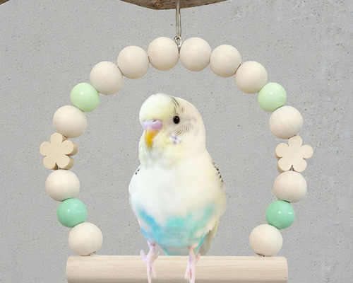 日本製 セキセイインコ 鳥 インコ ブランコ TC22：グリーン おもちゃ