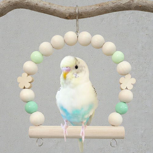 日本製 セキセイインコ 鳥 インコ ブランコ TC22：グリーン おもちゃ