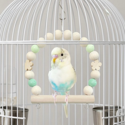 日本製 セキセイインコ 鳥 インコ ブランコ TC22：グリーン おもちゃ