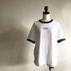 ワンポイントリンガーTee/OFF WHITE×NAVY 3枚目の画像