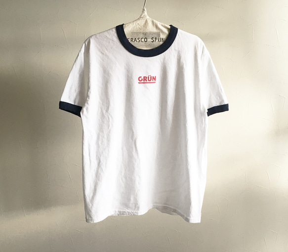 ワンポイントリンガーTee/OFF WHITE×NAVY 2枚目の画像