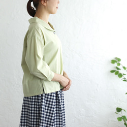 棉麻披肩領四分之三袖套頭衫（開心果綠）TP19。 第3張的照片