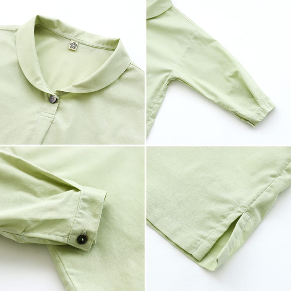 棉麻披肩領四分之三袖套頭衫（開心果綠）TP19。 第9張的照片
